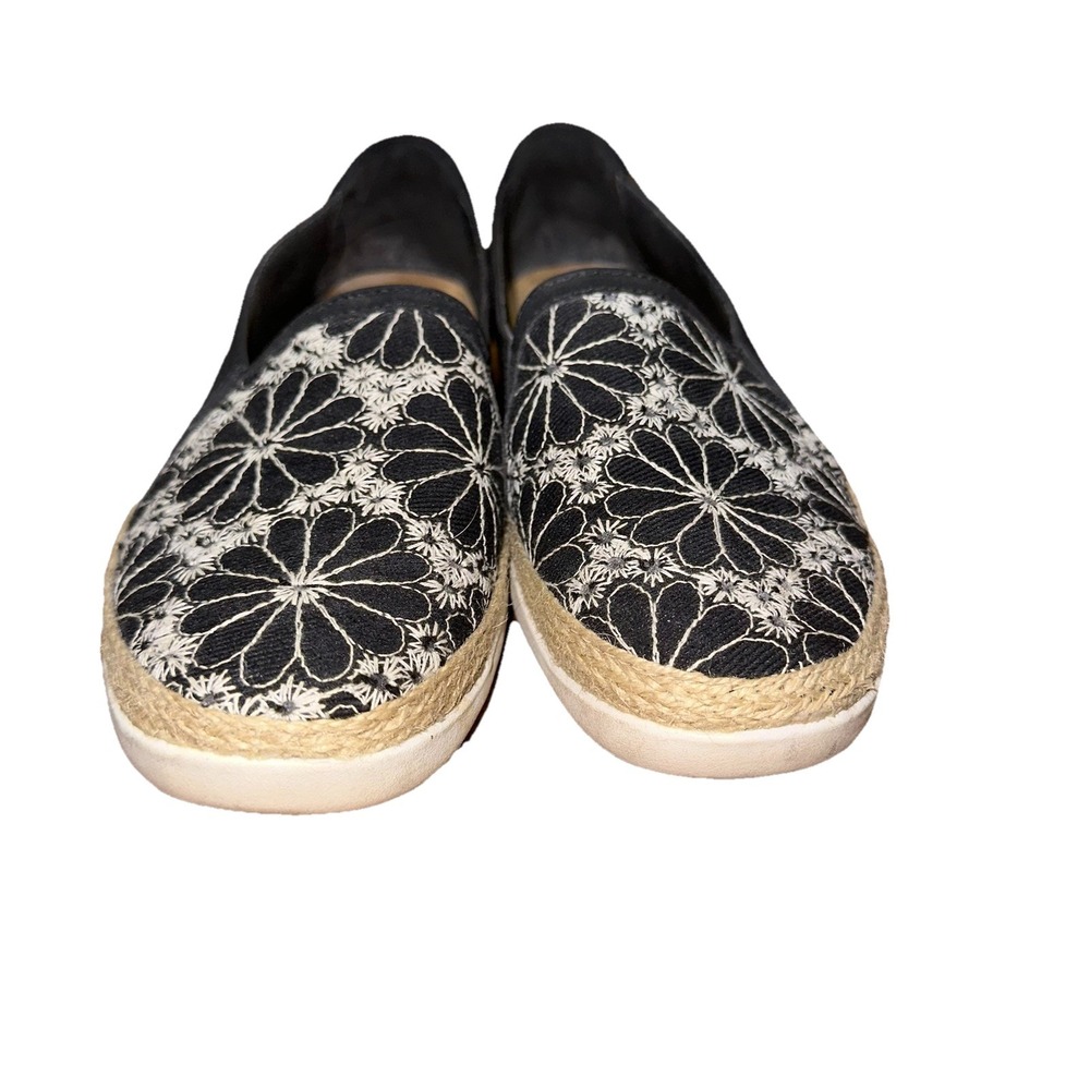 Clarks Collection Embroidered Canvas Slip-On Shoes Elaina Harbor Black Women's 9